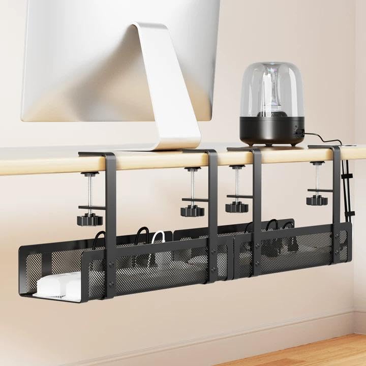 [Upgraded] 2 Pack Cable Management Under Desk Tray, Xpatee - Image 1