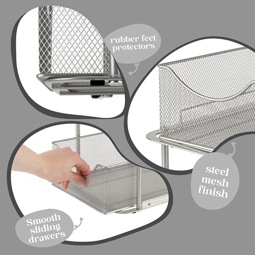Sorbus Pull-Out Under Sink Organizer, Mesh Construction (Silver - Image 6