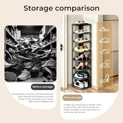 UFORU 8 Tier Vertical Shoe Rack,Tall Freestanding Corner - Image 6