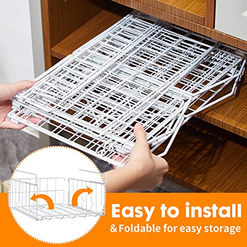 Hanging Under Shelf Storage Basket, 2 Pack Foldable Under Cabinet - Image 4