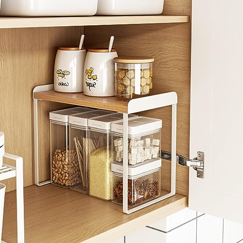 Mitus Stacking Wood Shelf Organizer, Counter Cabinet Storage Rack - Image 6