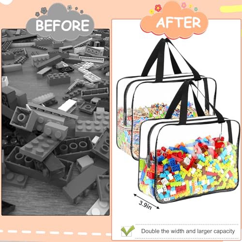 6 Packs Large Toy Storage Bags with Labels Reusable Clear - Image 6