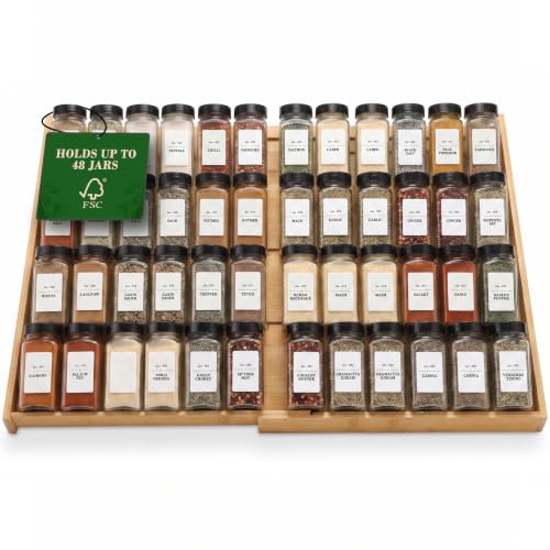 Bamboo Spice Drawer Organizer, Expandable 12 to 23 Inch - Image 2