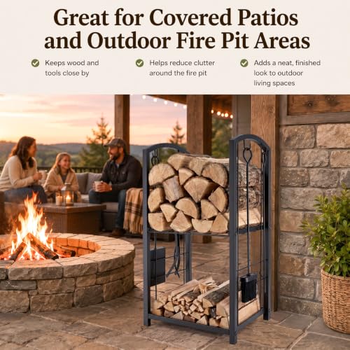 Firewood Rack Indoor Outdoor,2-Tier Firewood Holder with 4 - Image 7