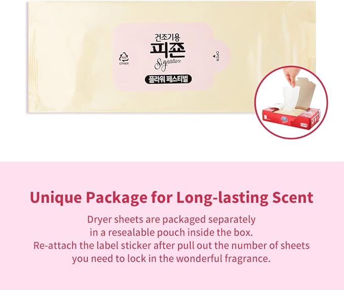 Signature Dryer Sheets Laundry Fabric Softener, Rose & Jasmine, Flower Festival, Reduce Static Cling, Eliminate Strong Odor, Infused with Flower Essence, Safe for All, 130 Counts