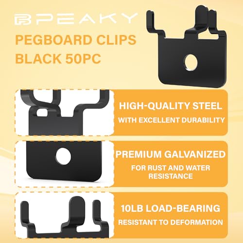 50 PC Prong Metal Pegboard Hooks Black - Image 4