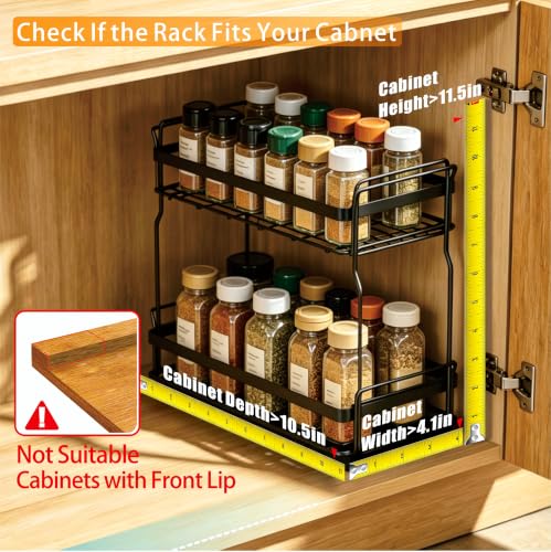 2 Pack Pull Out Spice Rack Organizer for Inside Kitchen Cabinets - Image 4
