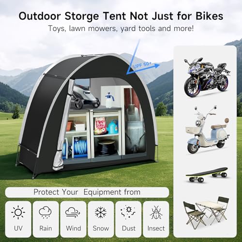 Bike Storage Tent, PU5000 Waterproof Outdoor Shed for 2 Bikes - Image 5