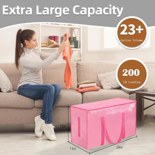 Pink Moving Bags 200LB Heavy Duty 8 Pack Storage Bags - Image 4