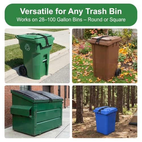2 Pack Trash Can Lid Lock Strap for Raccoons & Animals, Non-Slip - Image 8