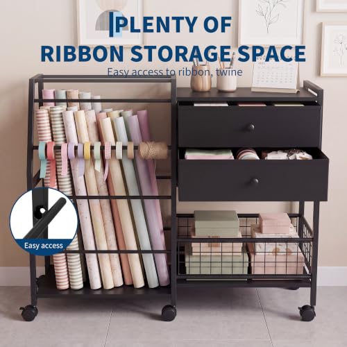 Rolling Gift Wrap Station with Drawers, 3 Tier Gift - Image 5
