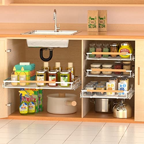 Pull-Out Cabinet Organizer, Stainless, 16.2-26.2 In, 1 Pack - Image 6
