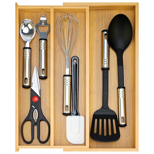 Large Bamboo Kitchen Utensil Drawer Organizer - Image 2