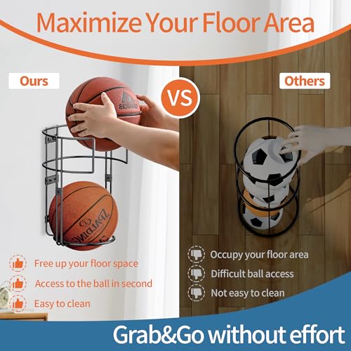 Vertical Ball Rack, Durable Standing Holder Wall Mount for Garage - Image 4