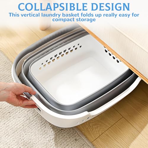 2 Pcs Collapsible Laundry Baskets for Clothes, 43L Plastic - Image 6