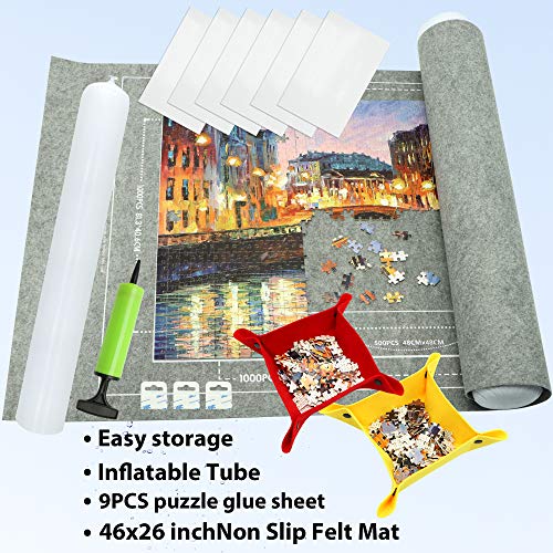 Portable Puzzle Mat Roll Up - with 9 Glue Sheets, Sorting Trays - Image 8