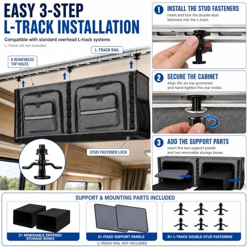36" RV Overhead Soft-Sided Storage Cabinet RV Wall Storage - Image 5