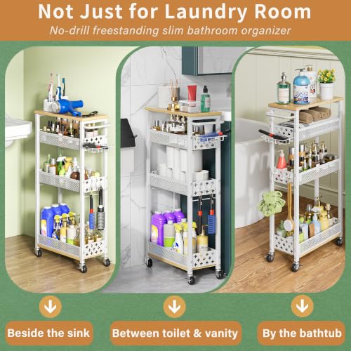 OKZEST Slim Laundry Room Organization Cart with Dete | All Products - Image 6