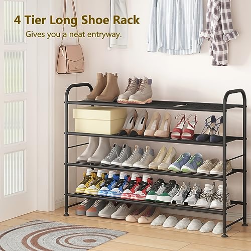 LINZINAR 4 Tier Long Shoe Rack for Closet Metal Shoe Organizer - Image 5