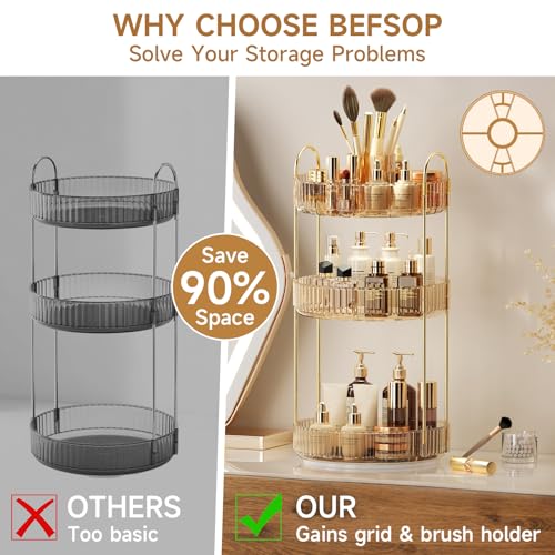 360° Rotating Makeup Organizer, Upgraded 3 Tier Skincare Perfume - Image 4