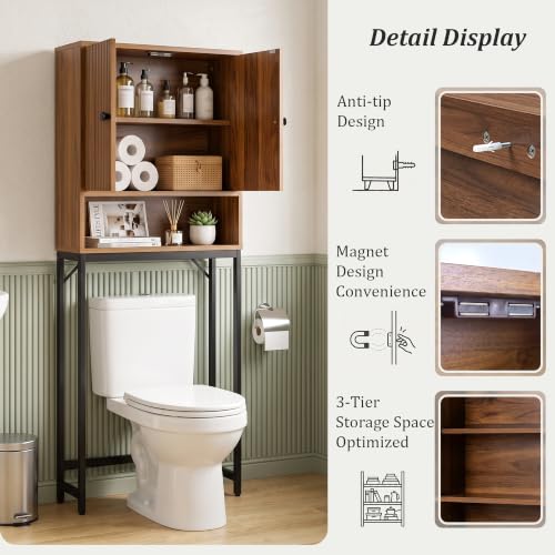 Over The Toilet Storage Cabinet with Fluted Doors - Image 4