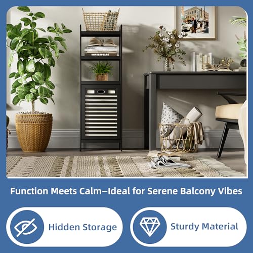 HITNET Tilt Out Laundry Hamper, Bamboo Bathroom Cabinet with Pull - Image 6