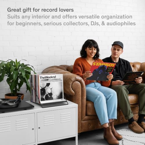 Vinyl Record Storage Rack - Record Holder for 50 LPs, Black - Image 7