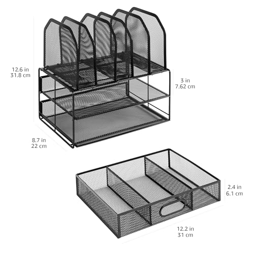 Amazon Basics Mesh Desk Organizer with Sliding Drawer, Double - Image 5