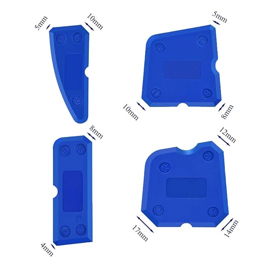 Running Man Grout Remover Tool, Sturdy Angled Grout Scraping Rake Tool with 3 Pieces Extra Blades Replacement for Tile Cleaning, 4 Pieces Silicone Sealant Tool