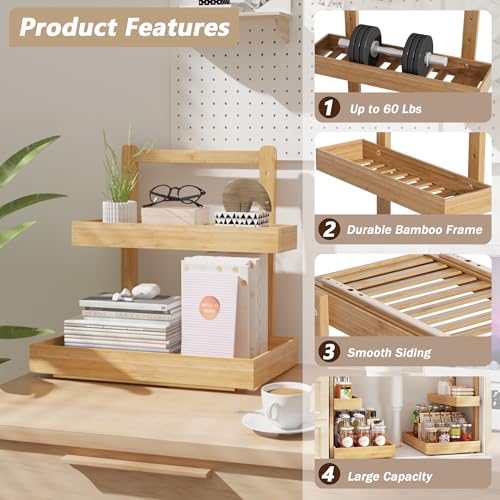 Bamboo Under Sink Organizer and Storage, 2 Tier Pull | All Products - Image 4