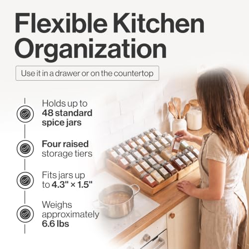 Bamboo Spice Drawer Organizer, Expandable 12 to 23 Inch - Image 5