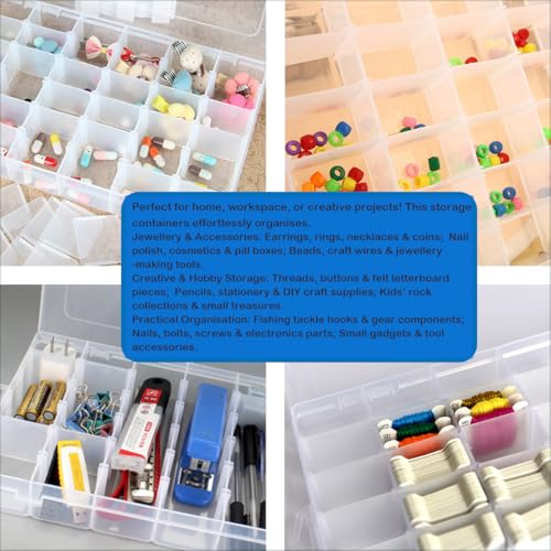 Double-Sided Sewing Organizer Box with 46 Grids - Clear - Image 7