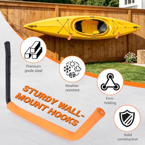 4Pack Kayak Storage Rack for Garage Wall,100LB Wall Mount - Image 3