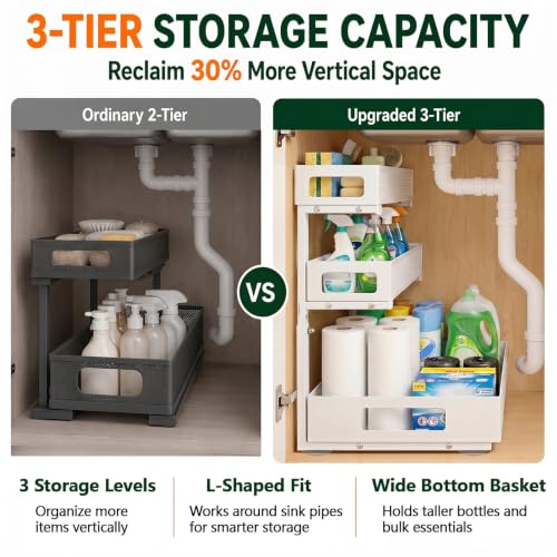 3 Tier Under Sink Organizer for Bathroom, Pull Out D | All Products - Image 7