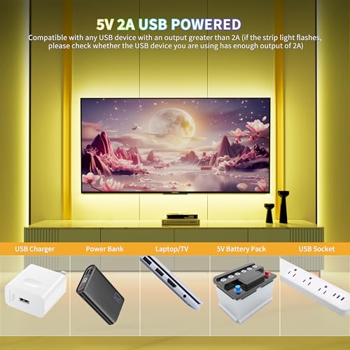 PAUTIX 5V USB RGB COB LED Strip Light 4.92ft/1.5m Color Changing - Image 7
