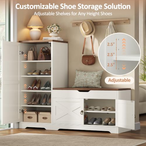 47'' Shoe Cabinet with Bench Seat, 7-Tier Shoe Storage - Image 6