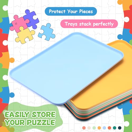 8 Pcs 15'' x 10.5' Extra Large Puzzle Sorting Trays,Beige - Image 5