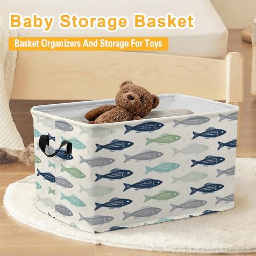 Cute Fish Foldable Laundry Basket Hamper with Handles, 56L - Image 7
