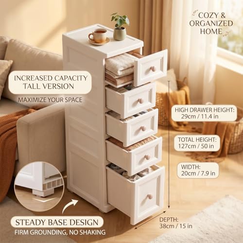 Slim Rolling Storage Cart, Tall Narrow Storage Cabinet - Image 6