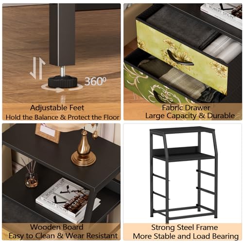Furnulem Retro NightStand with 3 Drawer, Small Vintage Storage - Image 6