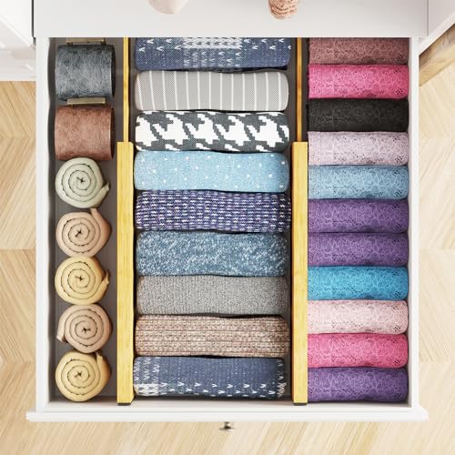 SpaceAid Bamboo 4 Pack Dresser Drawer Dividers, 4.65“ High - Image 5