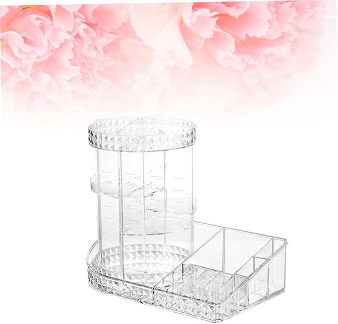 Vaguelly Acrylic Makeup Organizer Rotating Cosmetic Perfume Storage Rack for Vanity Desk Dresser Organizer