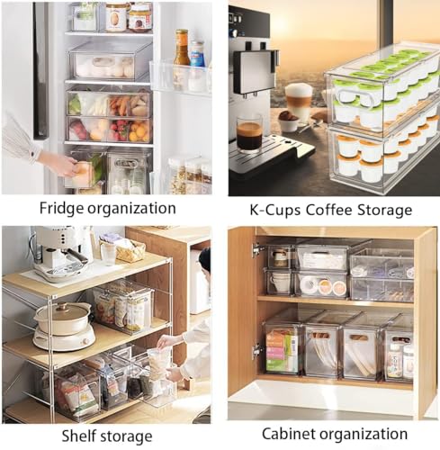 Mano Fridge Drawer Pull Out Stackable Bins with Handle Clear - Image 5