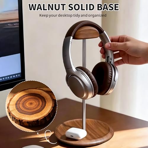 Universal Headset Stand for Desk with Walnut Storage Base - Image 6