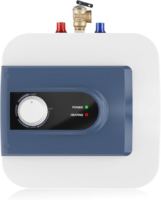 Electric Mini Tank Water Heater, 2.64Gallon Under Sink On Demand Hot Water Heater, Wall or Floor Mounted, 1500W Point of Use Instant Hot Water for RV Kitchen Bathroom Restaurant