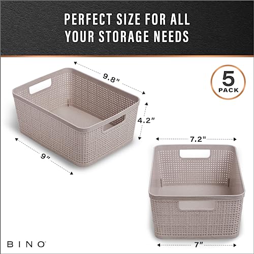 BINO | Woven Plastic Basket | Small (Natural Grey), | All Products - Image 4