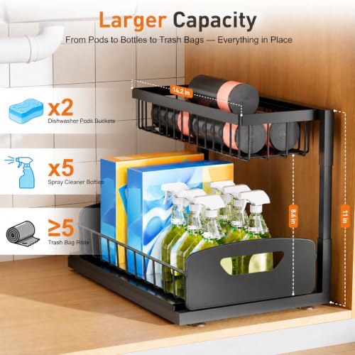 Under Kitchen Sink Organizer, Metal Pull Out Bathroom - Image 4