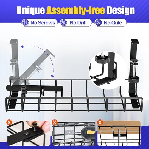 Under Desk Cable Management Tray, Xpatee Upgraded Wire - Image 3