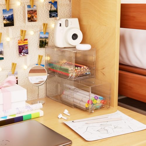 Clear Stackable Desk Drawer Organizer: Acrylic Small Storage - Image 3