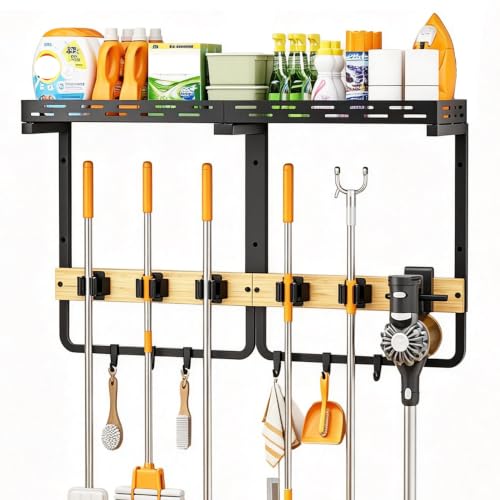 Broom and Mop Organizer Wall Hanging, Broom Hanger Holder - Image 2